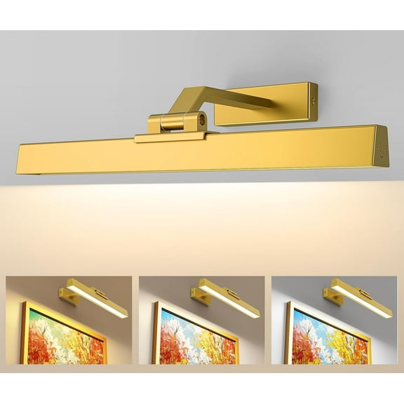 Rechargeable Battery Operated Picture Lights - 5000mAh Indoor Dimmable Art Light with Remote Control, 3 Color Temperatures for Gallery and Dartboard Frame Display [Energy Class E]