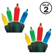 Brite Star Battery Operated 20 Lt LED Traditional Mini Lights, Multi, Green Wire Set of 2