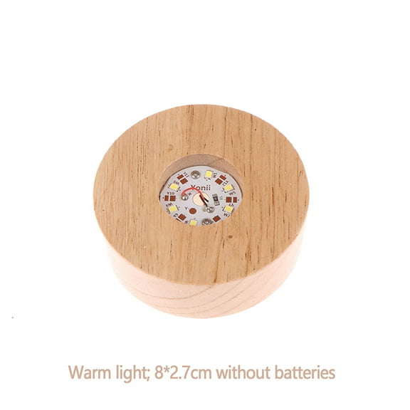 Battery Operated 8/10cm Round Wooden LED Light Dispaly Base Stand Holder Table Night Lamp Base Crystal Glass Art Ornaments