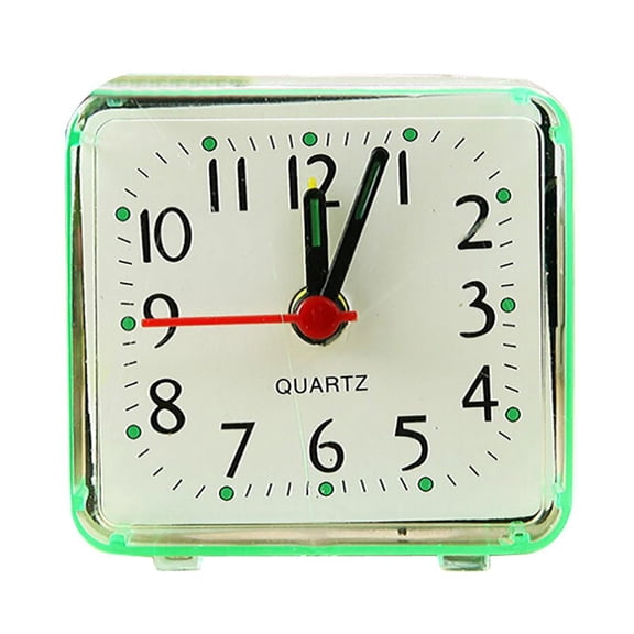Battery Operated Alarm Clock, Travel Alarm Clock Battery Operated, 3 in Compact, Analog Display, Time Tracking, Hotel Stays, Green Border, 1 Pc