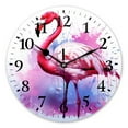 thumbnail image 1 of Battery Operated Analog Wall Clocks Non-Ticking Silent Modern Clock Decorative for Home,Office-Beautiful Pink Flamingo Standing On White Background(14inch), 1 of 4