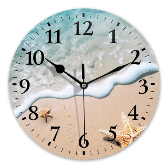 Battery Operated Analog Wall Clocks Non-Ticking Silent Modern Clock Decorative for Home,Office-Beautiful Sandy Beach With Clear Blue Water And Gentle Waves(10inch)