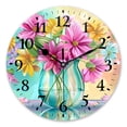 thumbnail image 1 of Battery Operated Analog Wall Clocks Non-Ticking Silent Modern Clock Decorative for Home,Office-Colorful Flowers In Glass Vase On Table With Blurred Background(14inch), 1 of 4