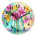 thumbnail image 1 of Battery Operated Analog Wall Clocks Non-Ticking Silent Modern Clock Decorative for Home,Office-Colorful Flowers In Glass Vase On Table With Blurred Background(16inch), 1 of 4