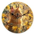 thumbnail image 1 of Battery Operated Analog Wall Clocks Non-Ticking Silent Modern Clock Decorative for Home,Office-Cute Ginger Kitten In The Midst Of Yellow Flowers(16inch), 1 of 4