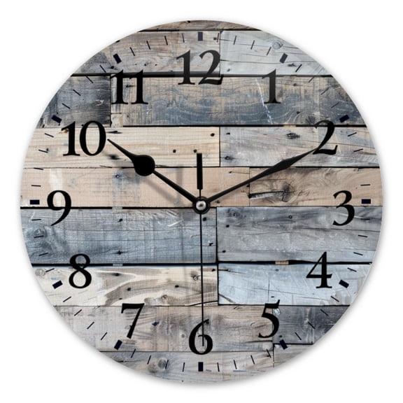Battery Operated Analog Wall Clocks Non-Ticking Silent Modern Clock Decorative for Home,Office-Flat Lay View Of Old Weathered Wood Planks With Grungy(10inch)