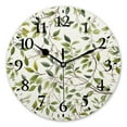 thumbnail image 1 of Battery Operated Analog Wall Clocks Non-Ticking Silent Modern Clock Decorative for Home,Office-Hand-Painted Leaves And Branches On White Background(10inch), 1 of 4