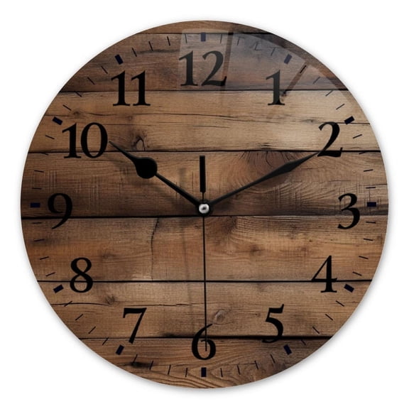 Battery Operated Analog Wall Clocks Non-Ticking Silent Modern Clock Decorative for Home,Office-Aged Wood Planks(12inch)