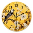 thumbnail image 1 of Battery Operated Analog Wall Clocks Non-Ticking Silent Modern Clock Decorative for Home,Office-Birds And Flowers On Yellow Background(10inch), 1 of 4