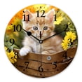 thumbnail image 1 of Battery Operated Analog Wall Clocks Non-Ticking Silent Modern Clock Decorative for Home,Office-Cute Kitten Sits In The Flower Basket(12inch), 1 of 4