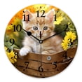 thumbnail image 1 of Battery Operated Analog Wall Clocks Non-Ticking Silent Modern Clock Decorative for Home,Office-Cute Kitten Sits In The Flower Basket(14inch), 1 of 4
