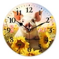 thumbnail image 1 of Battery Operated Analog Wall Clocks Non-Ticking Silent Modern Clock Decorative for Home,Office-Cute Pig In A Sunflower Field(14inch), 1 of 4