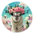 thumbnail image 1 of Battery Operated Analog Wall Clocks Non-Ticking Silent Modern Clock Decorative for Home,Office-Cute White Alpaca With Pink Flower Crown(16inch), 1 of 4