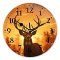 thumbnail image 1 of Battery Operated Analog Wall Clocks Non-Ticking Silent Modern Clock Decorative for Home,Office-Stag Standing In Front Of A Forest At Sunset(12inch), 1 of 4