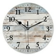 thumbnail image 1 of Battery Operated Analog Wall Clocks Non-Ticking Silent Modern Clock Decorative for Home,Office-White And Light Brown Wood Wall Background(10inch), 1 of 4