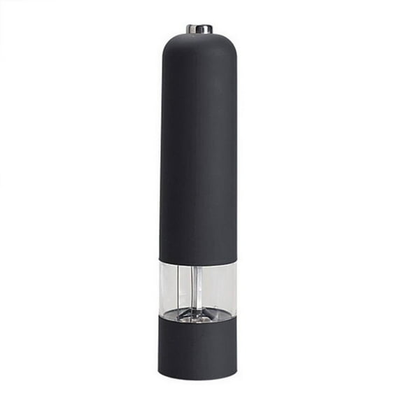 Battery Operated Automatic Electric Seasoning Grinder, Refillable Push Button Pepper & Salt Mill with LED Light, One-Handed Cooking Tool(Black)