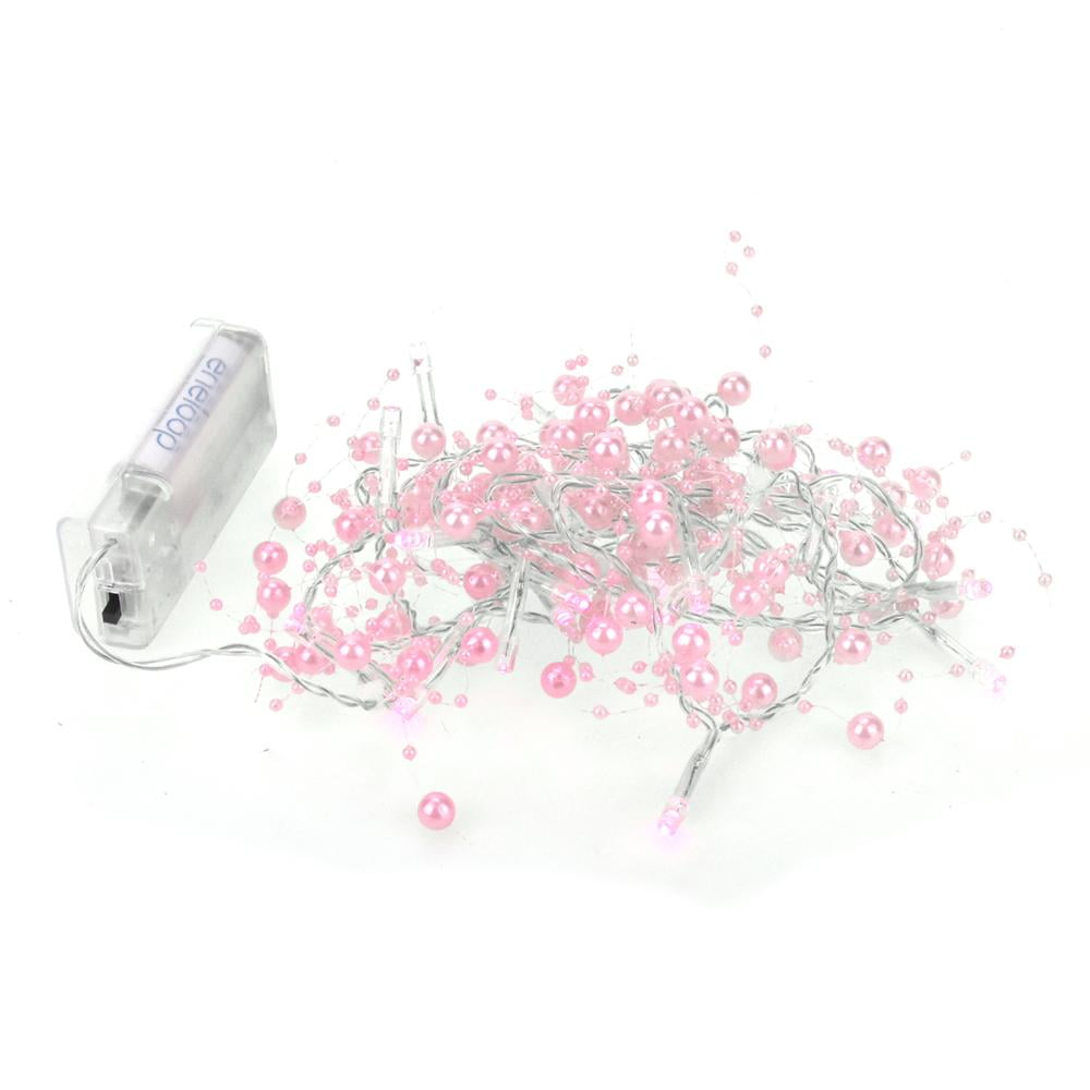 Battery Operated Beaded String Lights, 20 LED, Pink - Walmart.com
