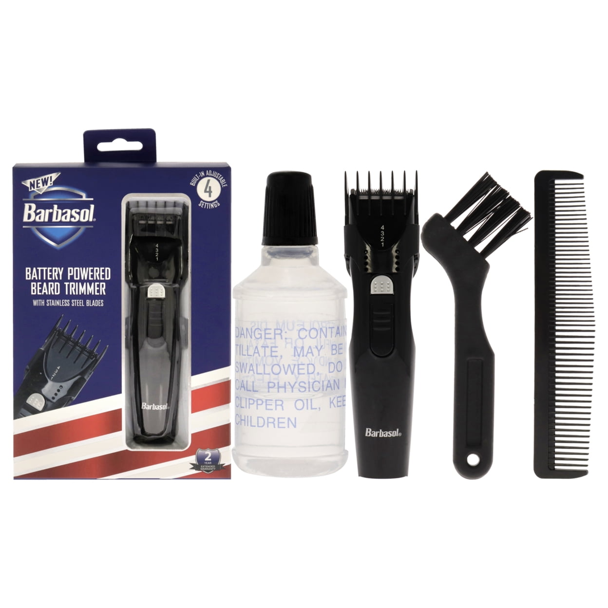 Battery Operated Beard Trimmer by Barbasol for Men 4 Pc Beard Trimmer
