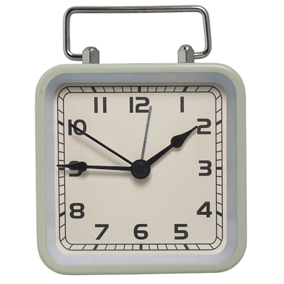 Battery Operated Bedsides Clock for Bedroom Alarm Clock with Square Metal Case