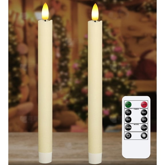 Battery Operated Candles with Timer & Remote - 11 Inch Flameless Taper Candles, Realistic Flickering LED Window Candles for Wedding, Christmas and Home Decor