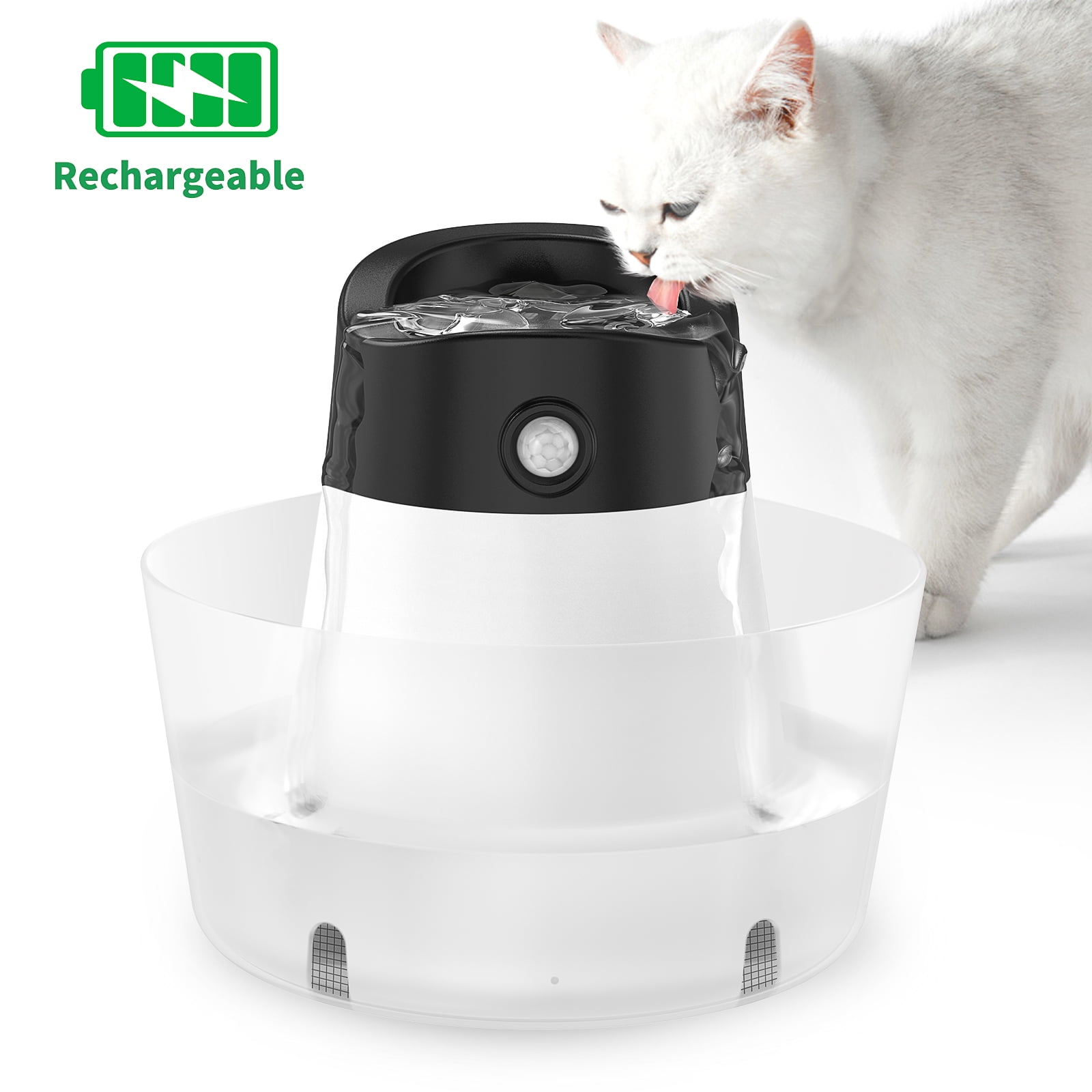 Battery Operated Cat Water Fountain, 25oz/1L Wireless Pet Water Fountain  for Cats Inside, Automatic Cat Waterer Fountain with Motion Sensor, 1000mAh  ...