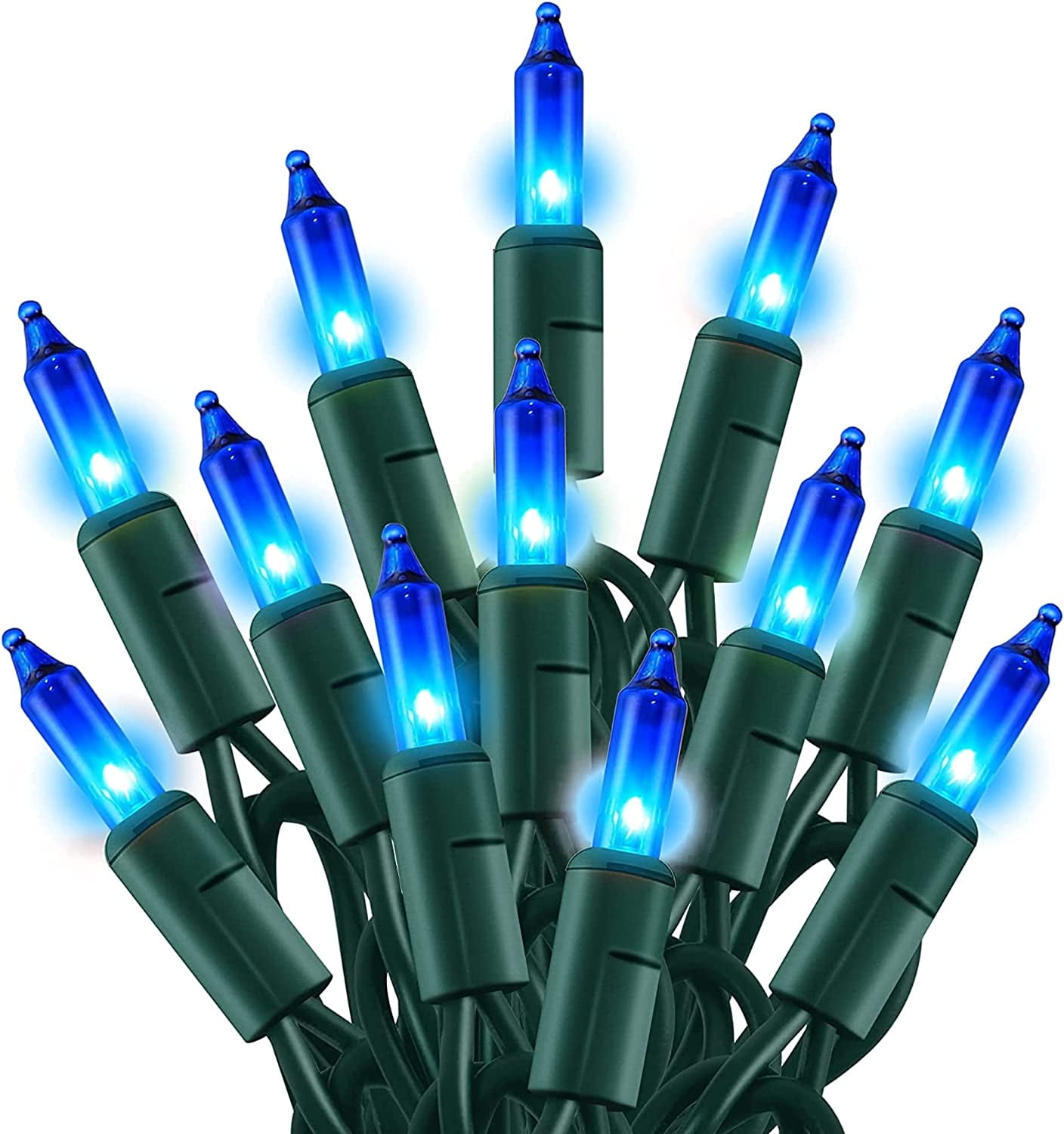 Battery Operated Christmas Lights, 16ft Green Wire 50 LED Fairy String Light with 8 Light Modes & Timer for Indoor Outdoor Xmas Tree Wedding Party Decoration (Blue)