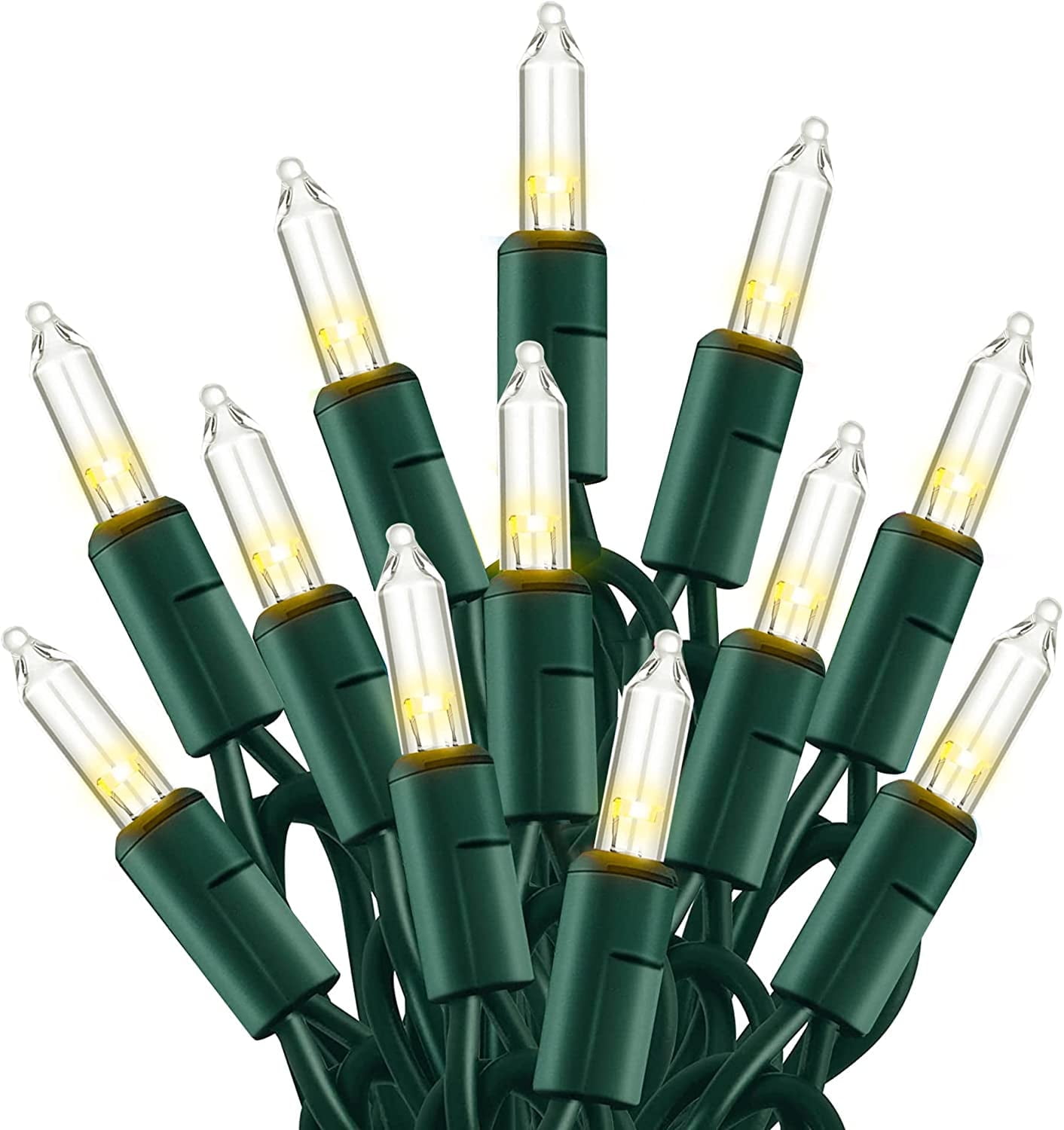 Battery Operated Christmas Lights,2 Pack 16 Feet 50 LED Green Wire Mini