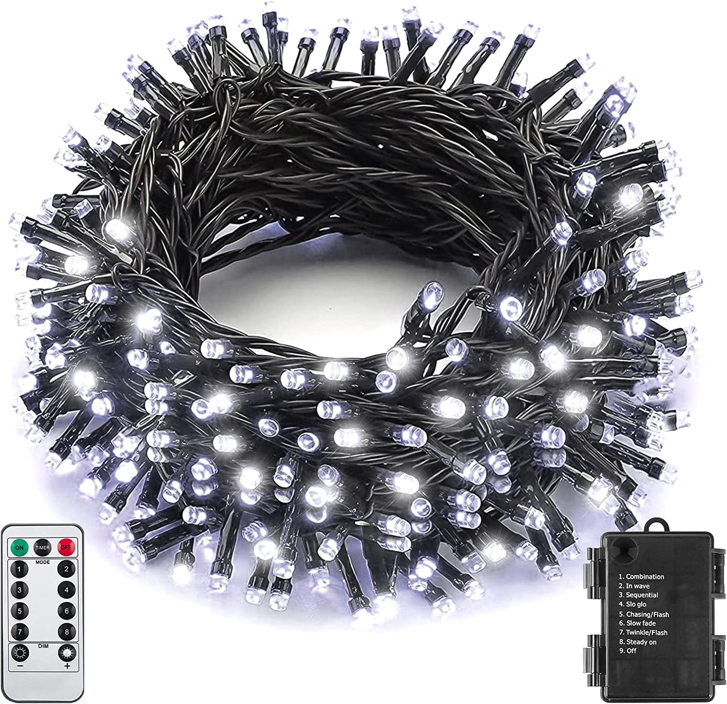 Bincy Battery Operated Christmas Lights, 100 LED, 33ft Waterproof ...