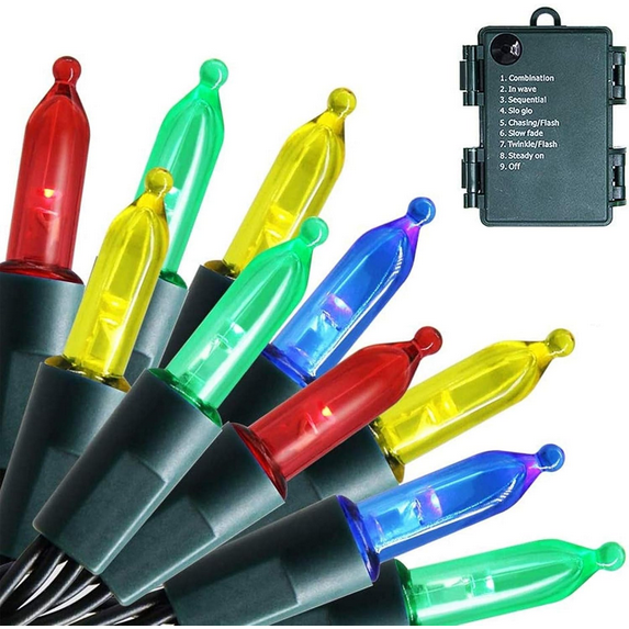 Battery Operated Christmas Lights, 50 LED 16FT Battery Operated String Lights with 8 Modes, Christmas Decorations for Outdoor Indoor Wedding Party Home Decor