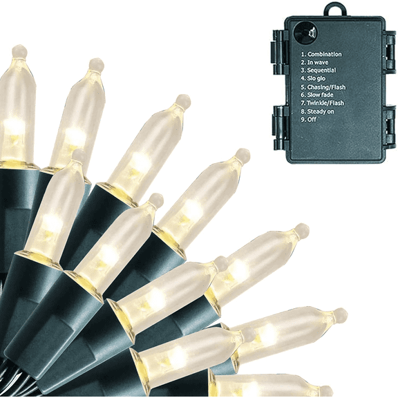 Battery Operated Christmas Lights, 50 LED 16FT Battery Operated String Lights with 8 Modes, Christmas Decorations for Outdoor Indoor Wedding Party Home Decor