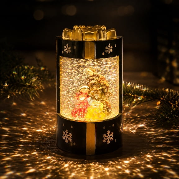 Battery Operated Christmas Snow Globe Light,Glitter Vintage Winter House Lamp,Tabletop Decor for Home Holiday Party Gift,4.5 in