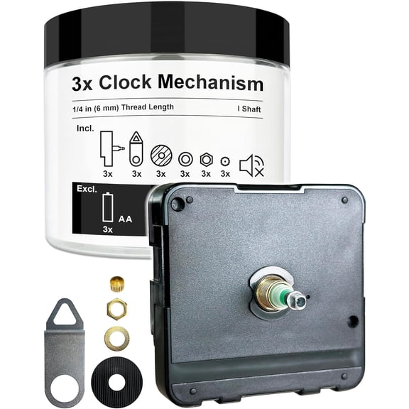 Battery Operated Clock Mechanism Replacement Silent, Quartz Movement with Hands and Motor, DIY Repair Parts Kit for Wall & Desk Clocks Works