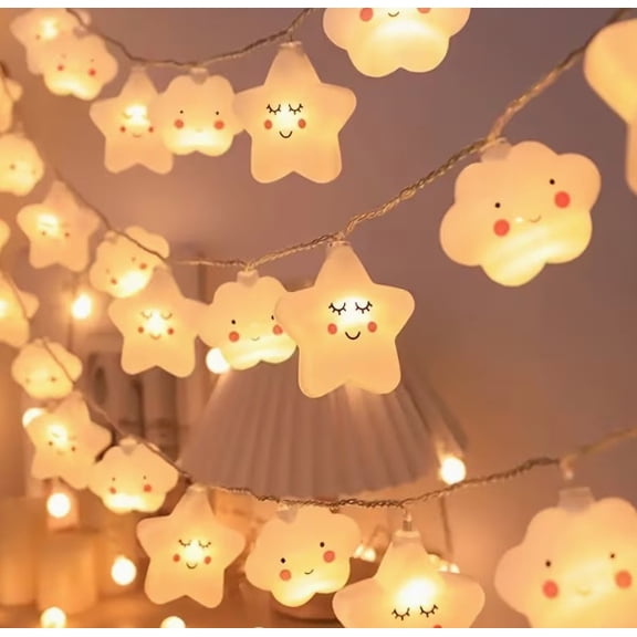 Battery Operated Cloud and Starry Sky String Lights - Perfect Decorative Lights for Halloween, Christmas, and Valentine's Day