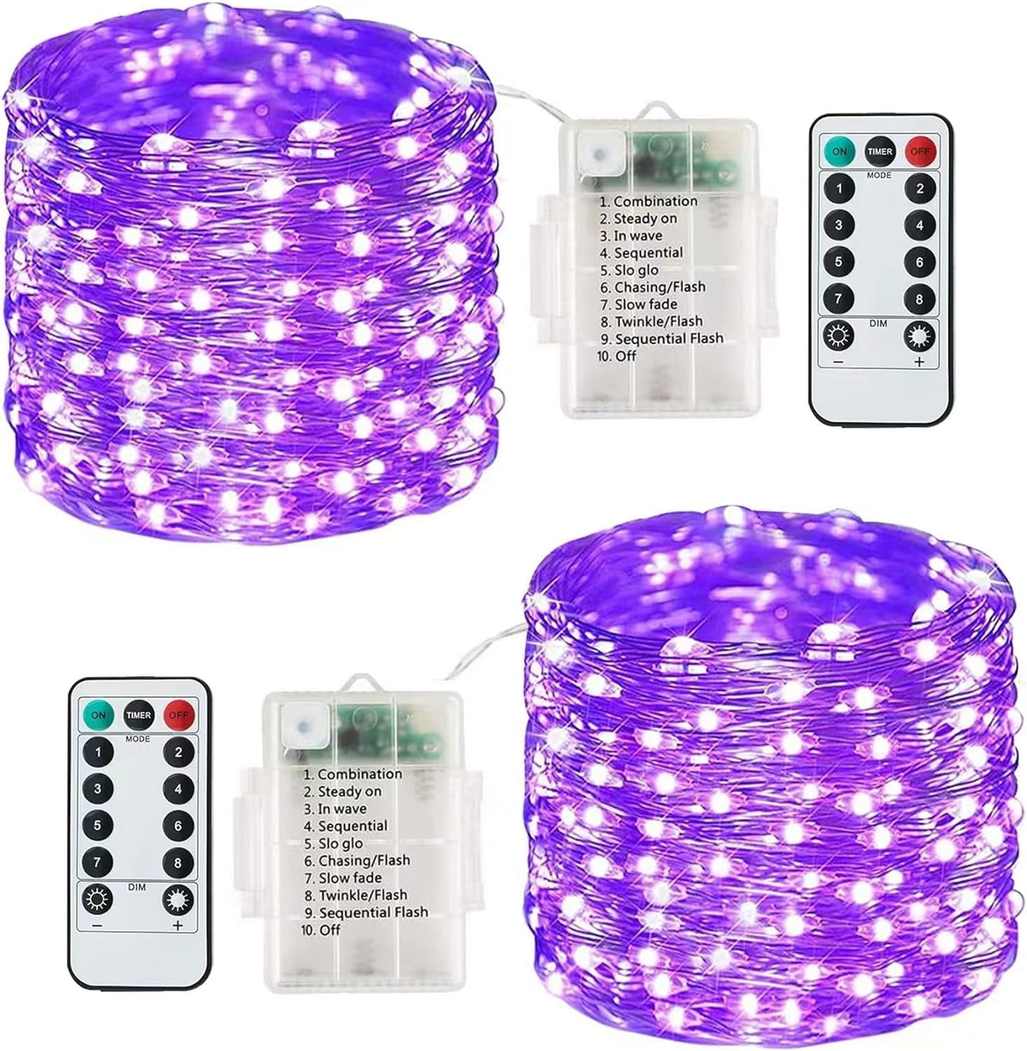 Battery Operated Copper Fairy Lights, 2 Pack 16Ft 50 LED Outdoor Fairy ...