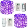 thumbnail image 1 of Battery Operated Copper Fairy Lights, 2 Pack 16Ft 50 LED Outdoor Fairy String Lights with Remote, 8 Modes Silver Wire Twinkle Lights for  Bedroom, Dorm, Patio, Christmas, Party, Indoor (Purple), 1 of 8