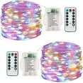 thumbnail image 1 of Battery Operated Copper Fairy Lights, 2 Pack 66Ft 200 LED Outdoor Fairy String Lights with Remote, 8 Modes Silver Wire Twinkle Lights for  Bedroom, Dorm, Patio, Christmas, Party, Indoor (Multicolor), 1 of 7
