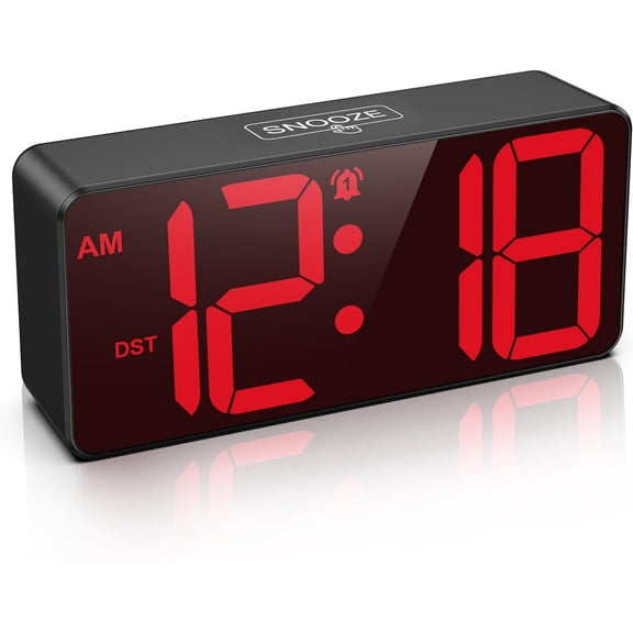 Battery Operated Digital Clock, Dual Alarm Clocks for Bedrooms with 4 Dimmers, 3 Adjustable Volume, 12/24H & DST, Small Desk Clock for Seniors, Teens, Kids