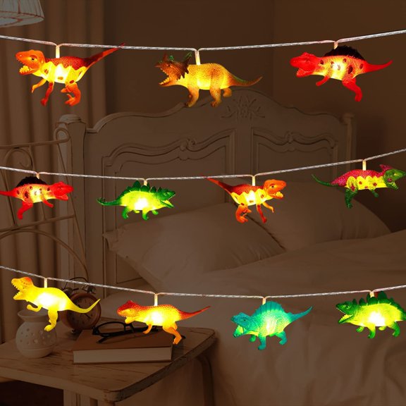 Battery Operated Dinosaur String Lights 5.6FT 8 LED Pendants for Room Decor Party Supplies