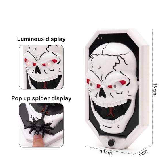 Battery Operated Doorbell Halloween Door Decorations Skeleton Doorbell Light Up Spooky Halloween Decor for Haunted House Party Front Door White 1 Pack