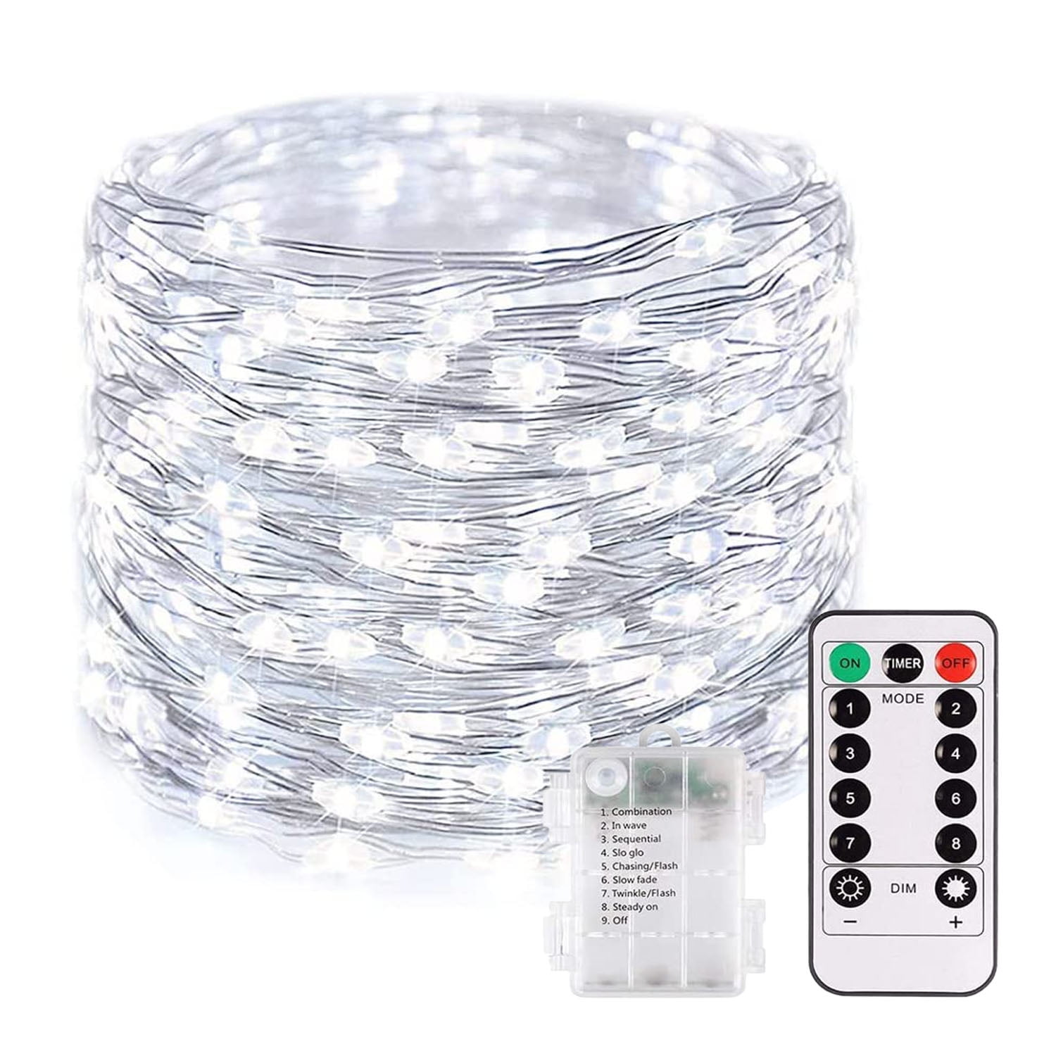 Battery Operated Fairy Lights with Remote, 33FT 100 LED Twinkle Lights Timer Waterproof 8 Modes