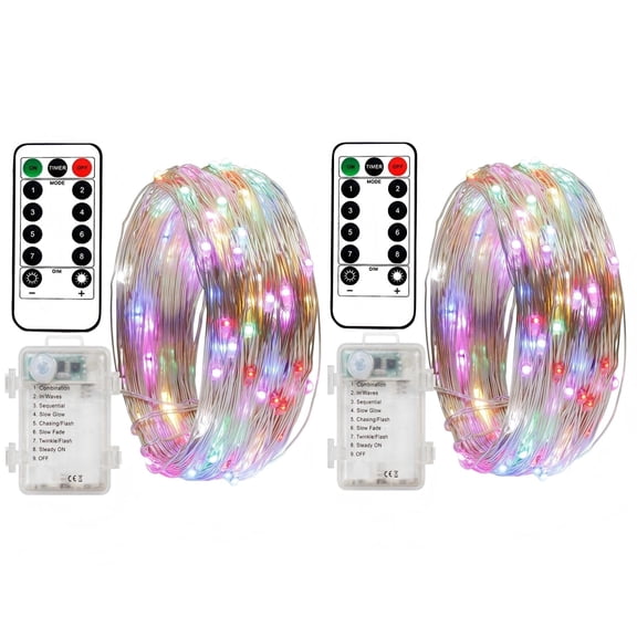 Battery Operated Fairy String Lights, 8 Modes 5M Silver Wire with Remote & Timer - 50 LEDs Waterproof for Bedroom, Wedding, Christmas, Party Decorations