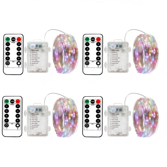 Battery Operated Fairy String Lights, 8 Modes 5M Silver Wire with Remote & Timer - 50 LEDs Waterproof for Bedroom, Wedding, Christmas, Party Decorations
