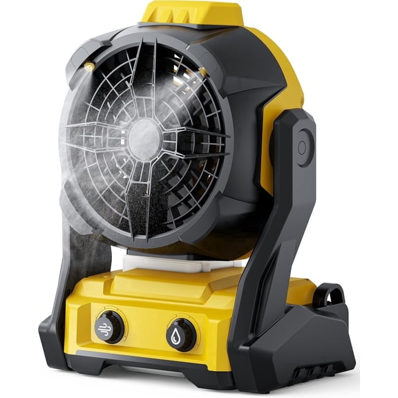 Misting Fan for DeWalt 20V Max Battery, Cordless Portable Spray Cooling Fan with USB Port & Hanging Hook, Variable Speed, Ideal for Jobsite, Camping, Outdoor & Indoor Use (Bare Tool)