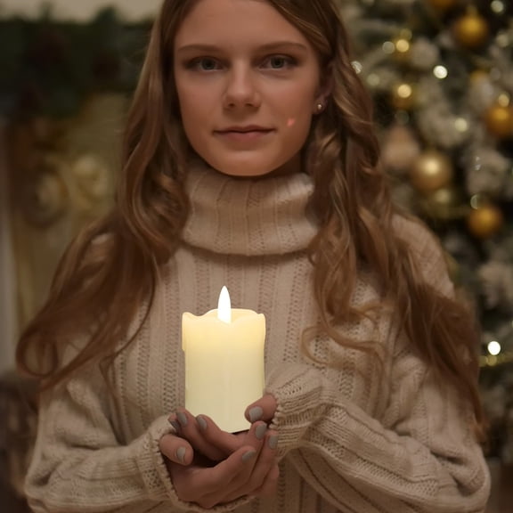 Battery Operated Flameless Candles with Timer Real Wax Realistic Flicker Flickering Bright Electric Electronic LED Pillars Automatic Lights for Home Decor Wedding Party Christmas