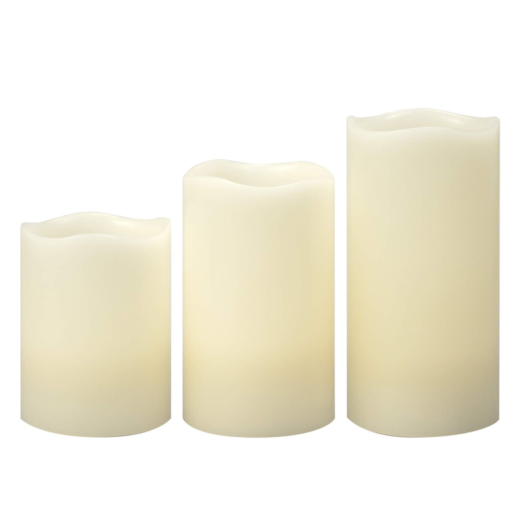 Battery Operated Flameless Candles with Timer Real Wax LED Pillars