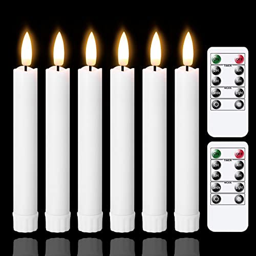 Battery Operated Flameless Taper Candles with Remote Timer 6.4 LED 3D
