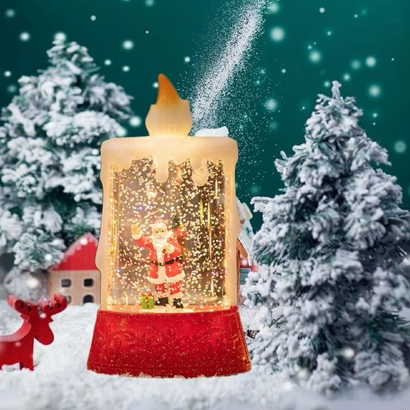 Battery Operated Glitter Lamp with Christmas Figures, 2-in-1 Plug in Waterless Snow Globe Night Light for Holiday Decor, Tabletop, Bedroom, Festive Gift Idea (Multi-Color)