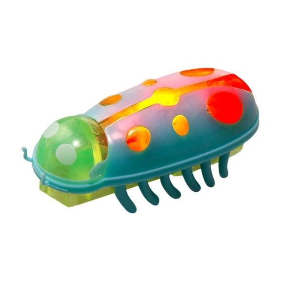 Battery Operated Glowing Ladybug Cat Toy, Interactive Moving Pet Toy for Indoor Cats, Cute Mini Electronic Toy with Light, Durable , Boredom Relief, Blue Green