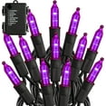 thumbnail image 1 of Battery Operated Halloween 50LED Mini String Lights,16 FT Waterproof Fairy Lights with 8 Lighting Modes & Timer, Xmas Decorations for Indoor Outdoor Garden Party Decor, Purple, 1 of 7