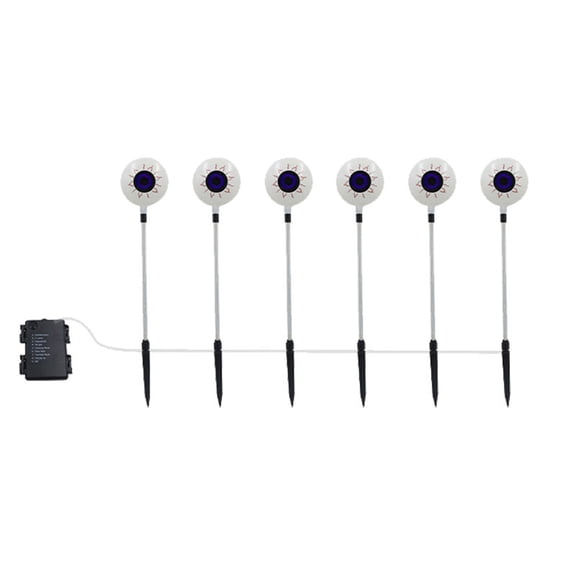 Battery Operated Halloween 6 Eyeball LED Ground Stake Lights, Spooky Ghost Eye Outdoor Decor Lamps, Waterproof Landscape Lights For Lawn Garden All Saints’ Day Horror Party Decor-(Purple)